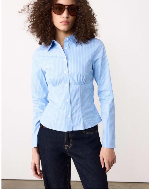 Stradivarius Blue – figurbetonte hemdbluse