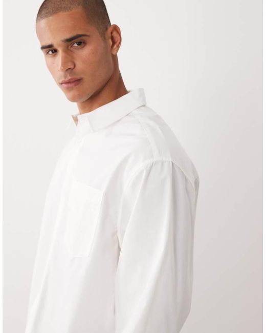 ASOS White Boxy Oversized Poplin Shirt for men