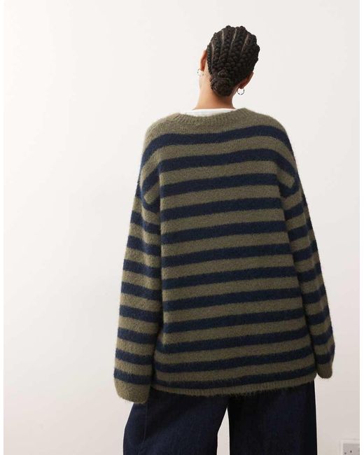 Monki Green Oversized Knit Cardigan