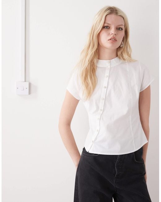 Collusion White Button Detail Fitted Blouse