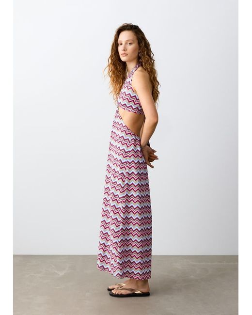 Mango Red Teen Halterneck Cut Out Maxi Dress