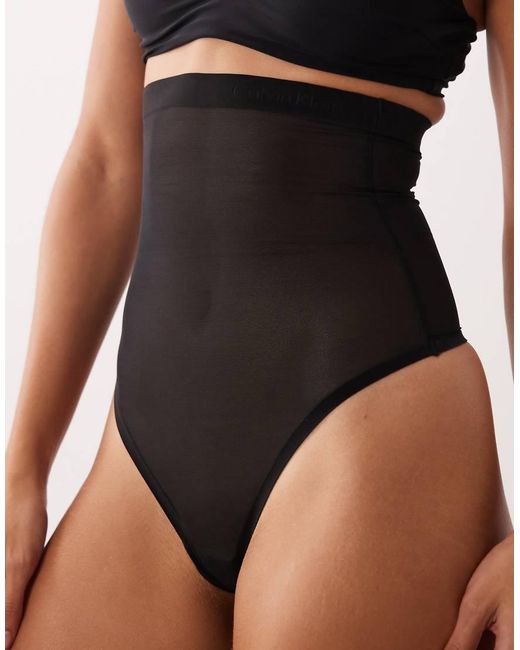 Calvin Klein Black Shapewear Mesh High Waisted Lingerie Thong