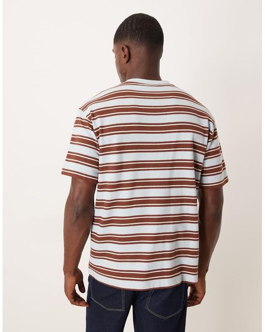 ASOS Red Heavyweight Relaxed Stripe T-Shirt With Text Graphic for men