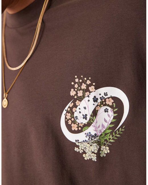 ASOS Recht Oversized T-Shirt Met Grafische Bloemenprint in het Brown voor heren