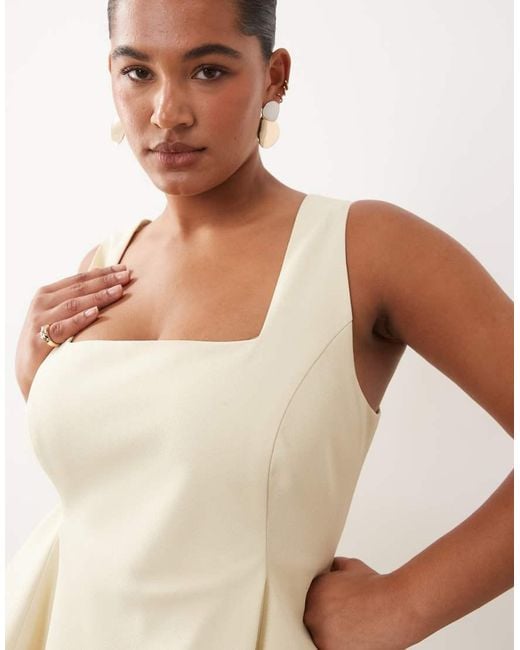 ARRANGE Natural Curve Square Neck Maxi Dress With Linear Jacquard Skirt