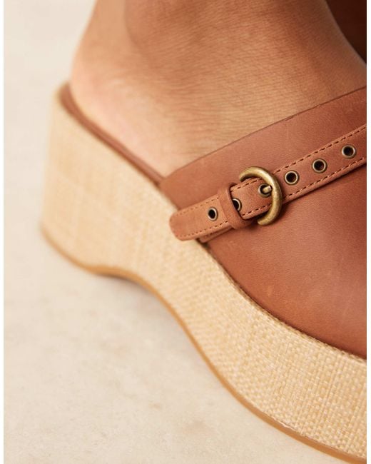 & Other Stories Brown Real Leather Mule Clog Sandals