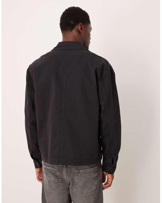 Abercrombie & Fitch Black Oversized Zip Up Shacket for men