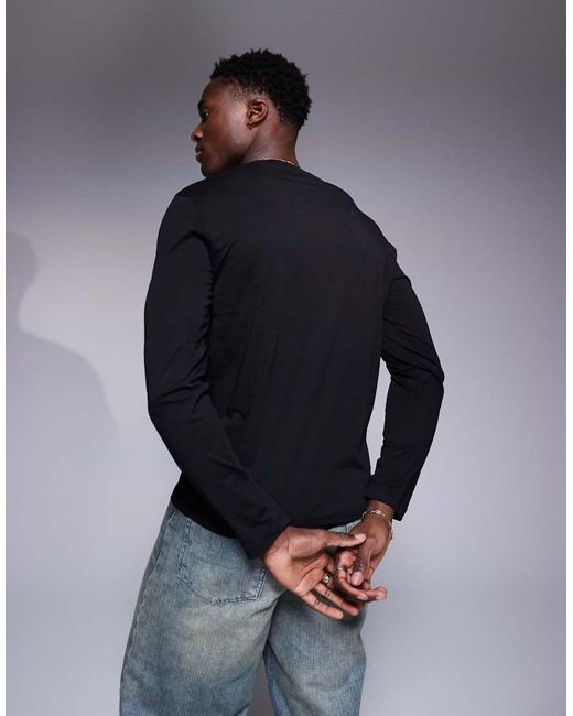 ARMANI EXCHANGE Blue Chest Logo Slim Fit Long Sleeve T-shirt for men