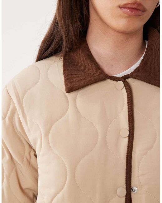 Jdy Blue Contrast Detail Quilted Jacket