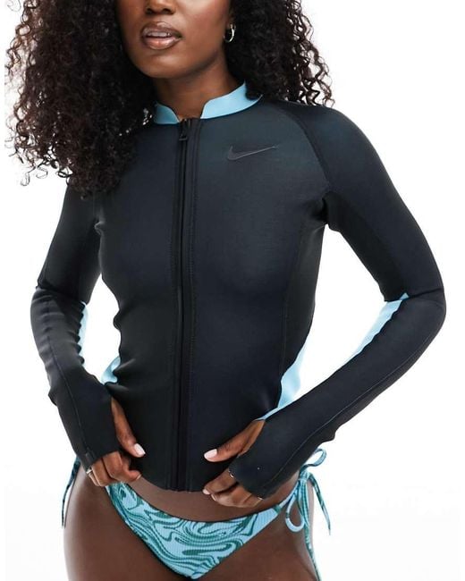 Nike Blue Fusion Open Swimming Reversible Long Sleeve Zip Top
