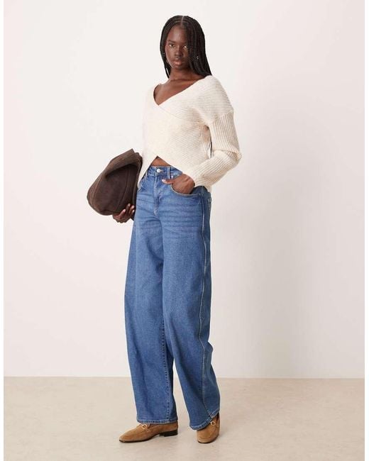 Vila Blue Reversible Cross Detail Knitted Jumper