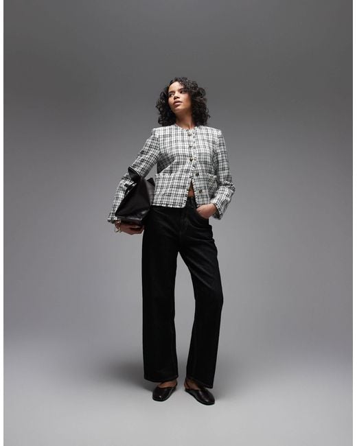ASOS Gray Button Through Cropped Blazer
