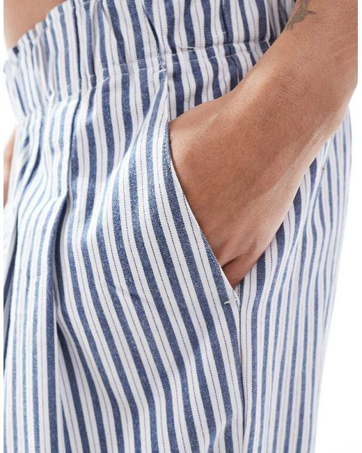 Pantalones Color Crudo A Rayas De Pernera Ancha Con Diseño Sin Cierres Fruncido De Petite ASOS de color Blue