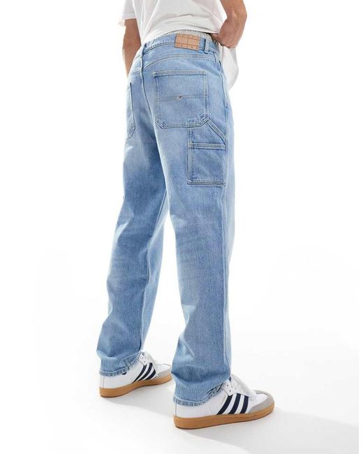 Vaqueros De Corte Skater Y Estilo Carpintero Con Lavado Claro De -Azul Tommy Hilfiger de hombre de color Blue