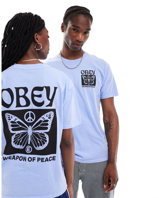 Camiseta unisex con estampado gráfico "weapon of peace" Obey de color Blue
