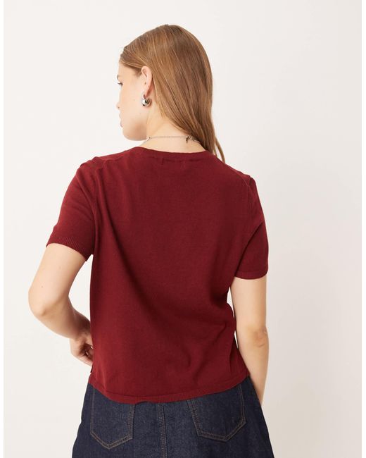 Jdy Red – t-shirt aus strickstoff