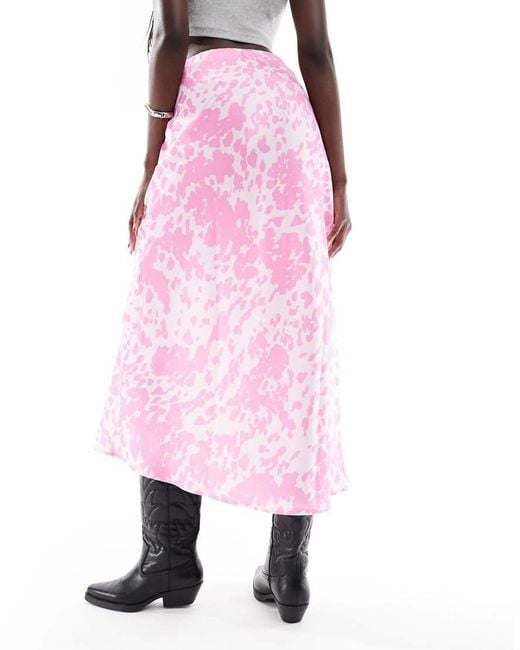 Pieces Pink Satin Maxi Skirt