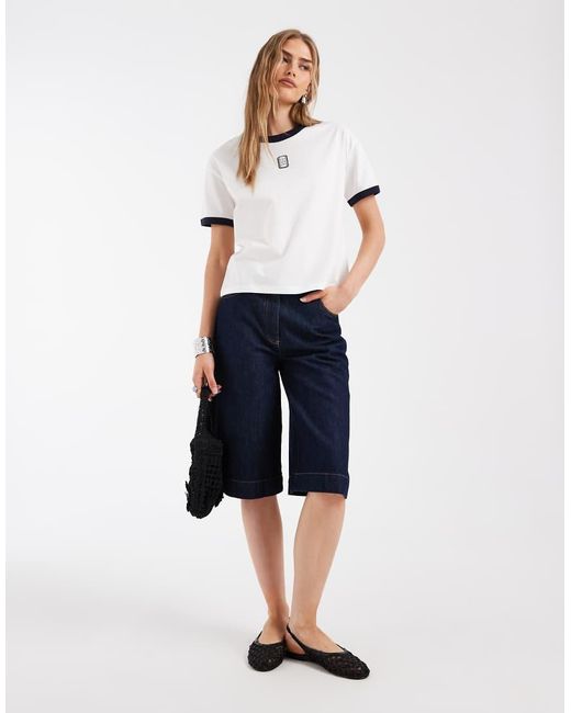 Lacoste White Central Logo Ringer T-shirt