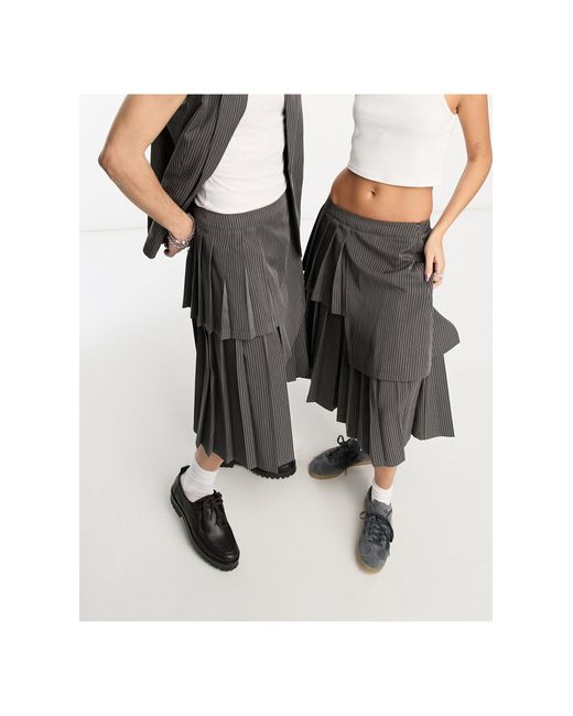 Collusion Gray Unisex Longline Kilt Skirt