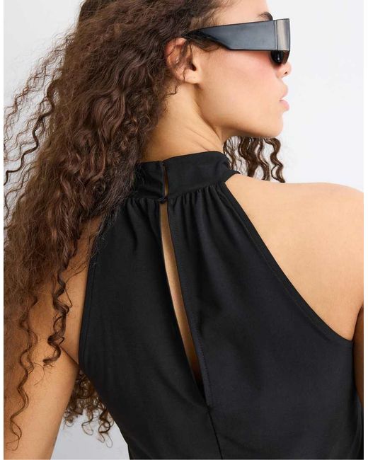 Stradivarius Blue Puff-effect Halter Top