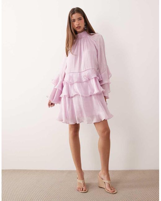 Gina Tricot Pink Flowy Frill Mini Dress
