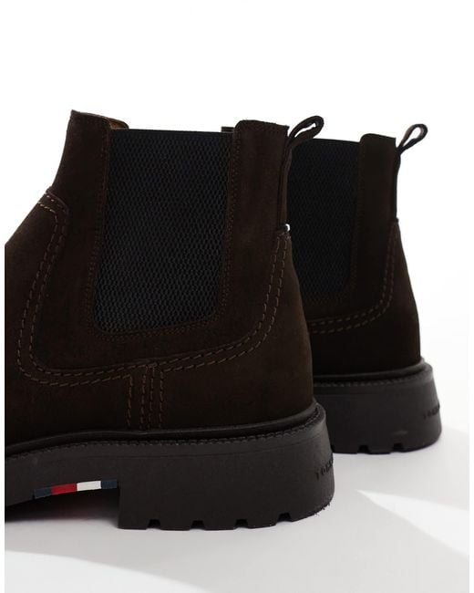 Tommy Hilfiger Black Suede Chelsea Boots for men