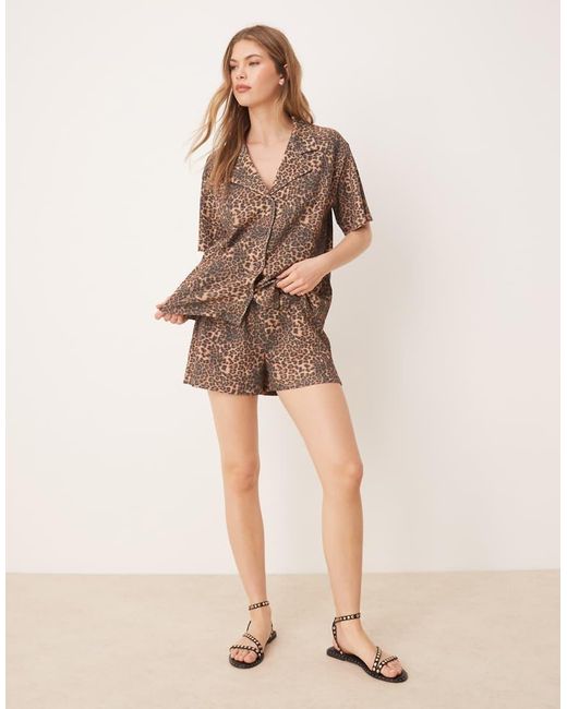 ASOS Brown Boxy Revere Waffle Shirt