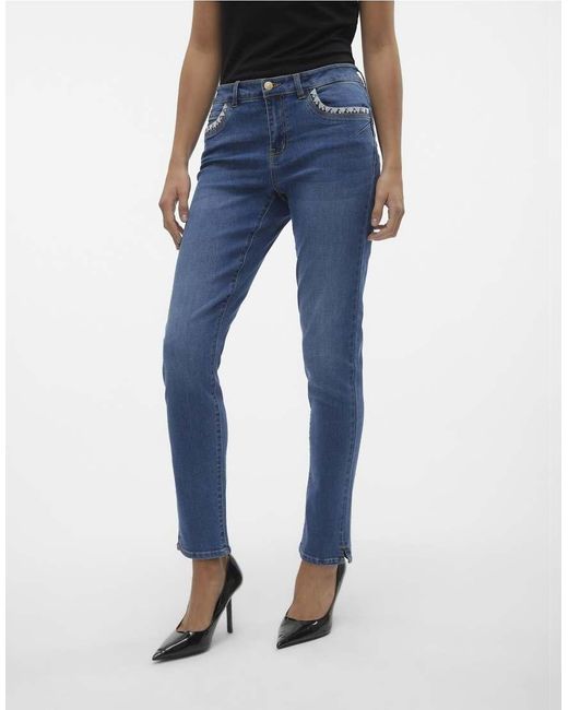 Vaqueros Azul Oscuro De Corte Tapered De Vero Moda de color Blue