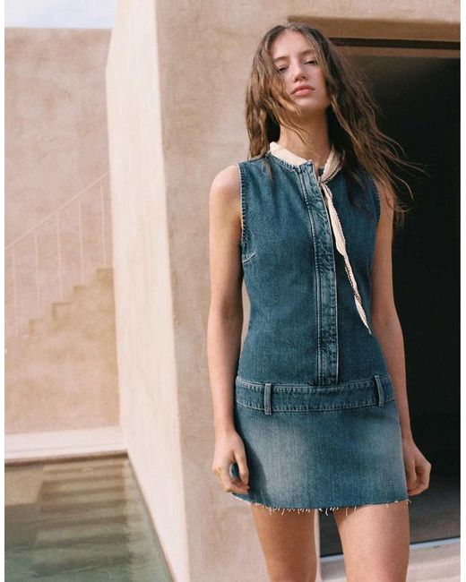 Pull&Bear Natural Short Denim Dress