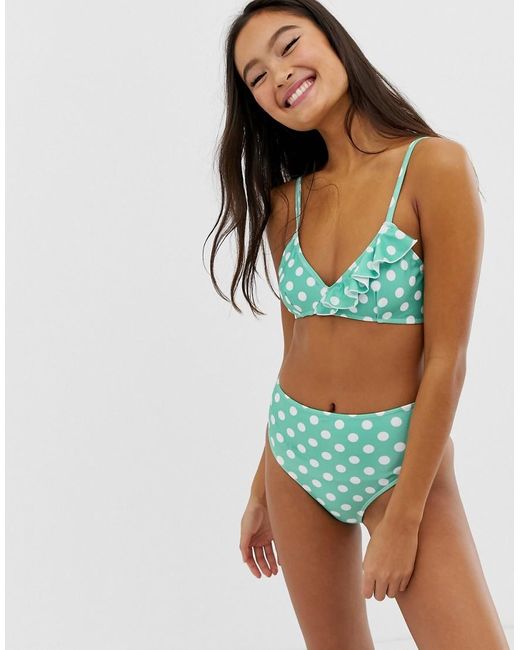 green polka dot bikini