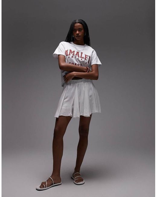 TOPSHOP Gray Cotton Flippy Mini Skirt With Godets