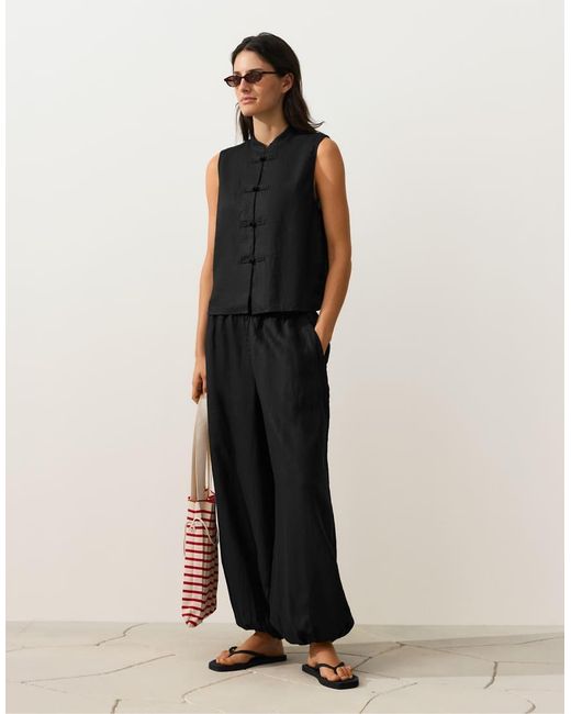 Oysho White 100% Linen Bloomer Trousers