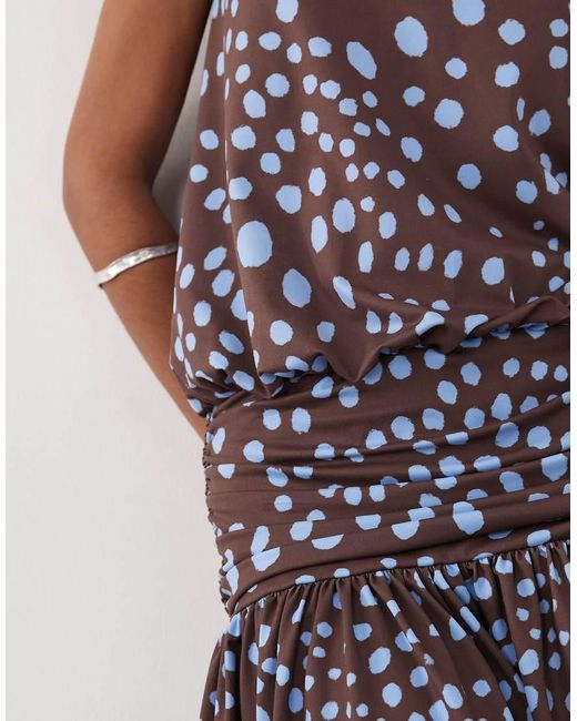 ASOS Multicolor Neck Tie Detail With Full Skirt Mini Dress