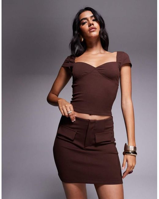 ASOS Mini Rok Van Ponté Met Zakdetail in het Purple