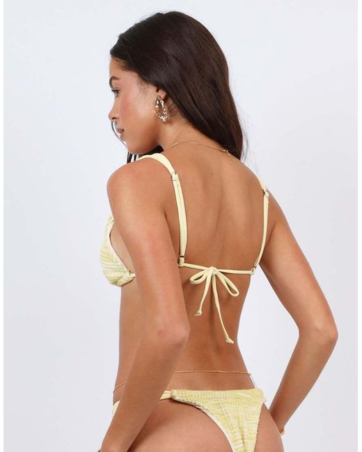 SIMMI Yellow Textured Bikini Top With Contrast Strap