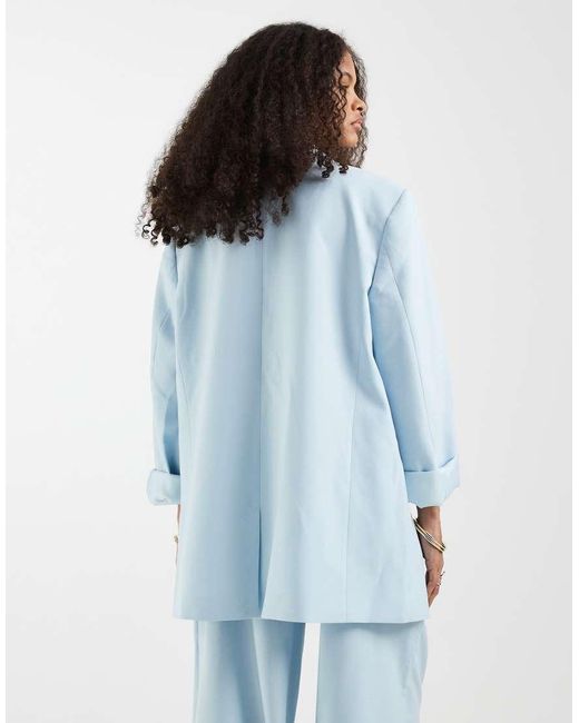 ASOS Blue Oversized Strong Shoulder Blazer