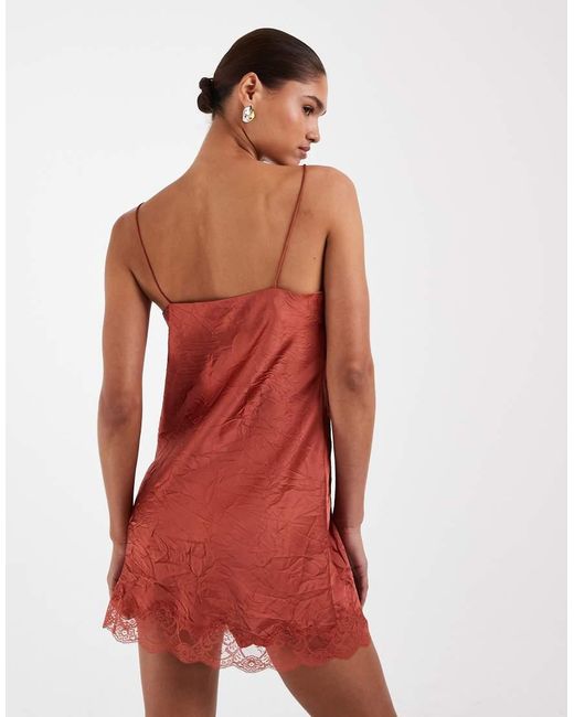ASOS Red Cami Crinkle Satin Tie Front Mini Dress