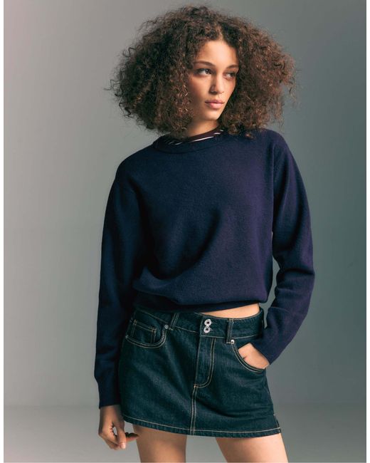 Stradivarius Blue – weicher basic-strickpullover
