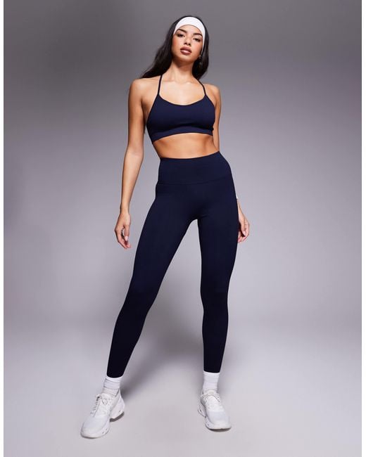 4505 Blue Seamless Baby Rib Light Support Sports Bra