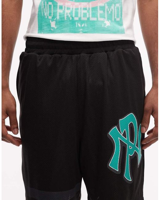 No Problemo White Mesh Board Shorts With Nyp Logo for men