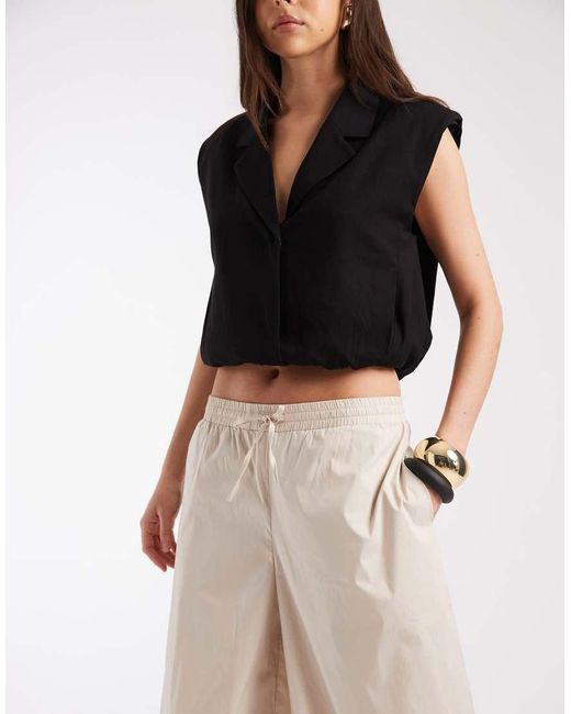 Object White Poplin Balloon Tie Waist Trouser