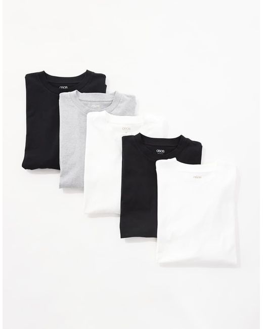 ASOS Set Van 5 Basic Oversized T-Shirts in het Black voor heren