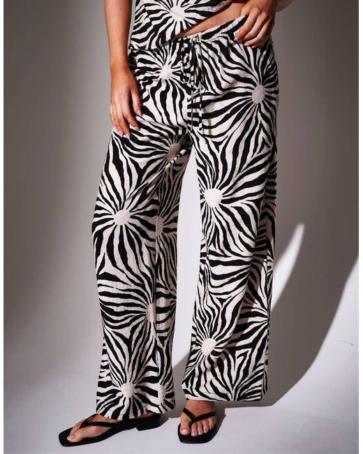 South Beach Multicolor Sunburst Textured Wide Leg Trousers