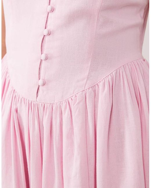 Nobody's Child Petite Pink Cora Cotton Bodice Detail Sleeveless Midi Dress