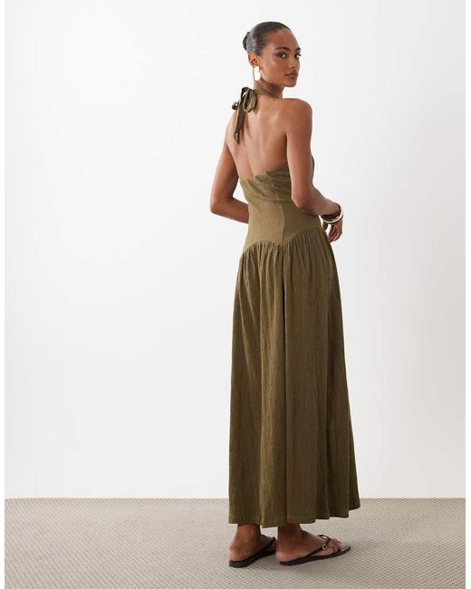 ASOS Natural Sweetheart Neck Shirred Maxi Dress