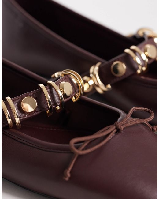 Mango Red Ballet Pump With Embellished Strap