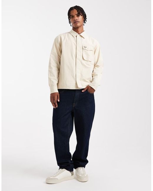 Fred Perry Popeline Overshirt in het Natural voor heren