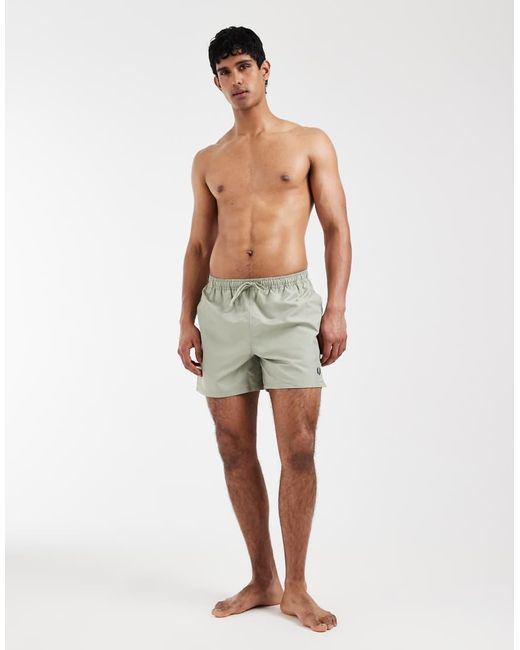 Fred Perry Green Drawstring Logo Swim Shorts for men