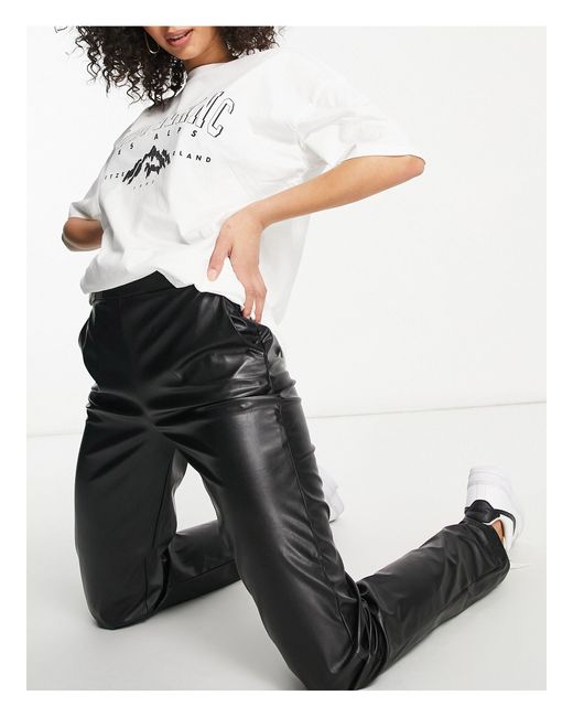 tall leather look trousers