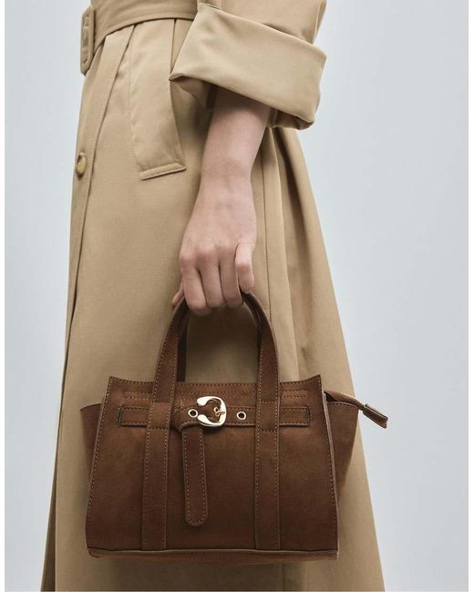 Stradivarius White Mini Tote Bag With Buckle